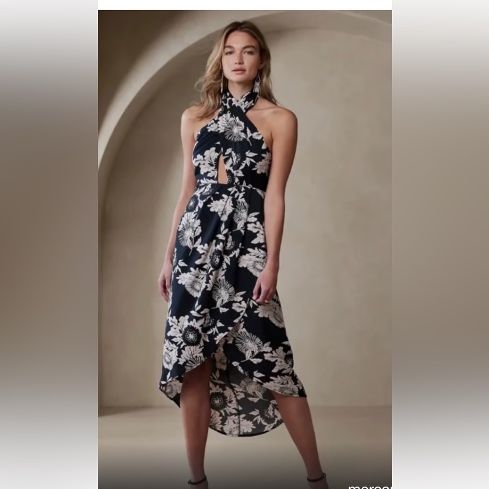 NWT Banana Republic Halter Maxi Dress New Eclipse Coal